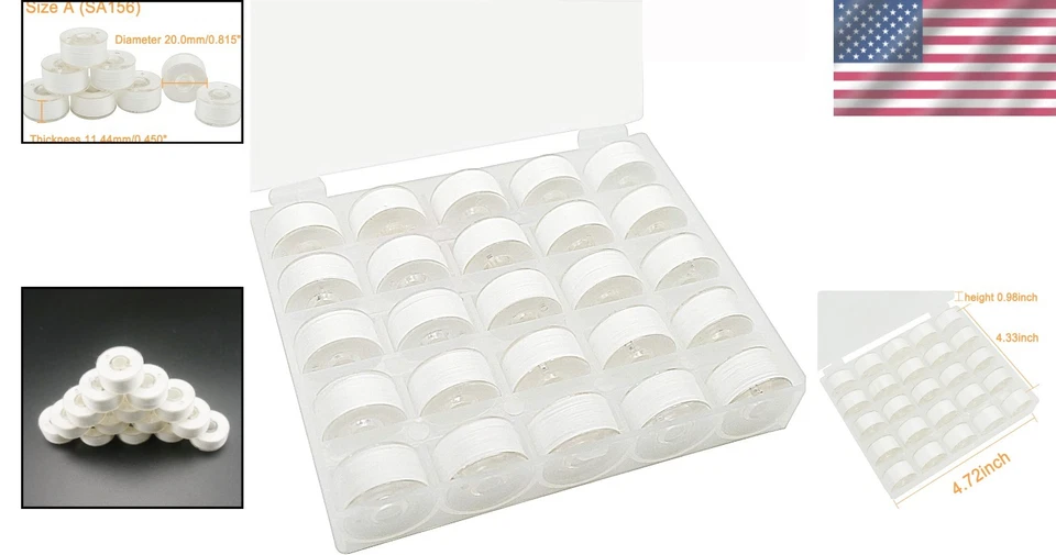 25pcs Soft White Prewound Bobbin Thread 60S/2 for Embroidery & Sewing Machines - Image 2 of 4