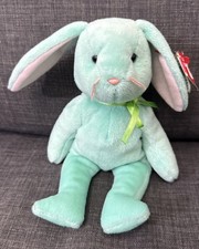 1996 Ty Original Beanie Babies Hippity Green Bunny Style 4119 PVC w/Tags  8" 