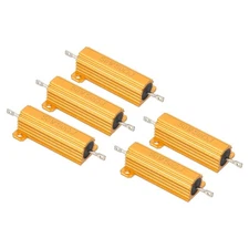 5Pcs 50W 50 Ohm Aluminum Shell Resistor Housing Resistor 5% Tolerance Golden