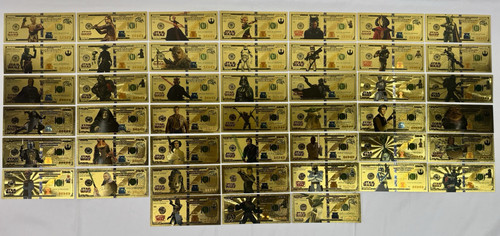 Star Wars Gold Foil Banknote Complete Set 38 pcs $100 Dollar Bills Great Gift!