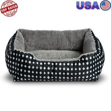 Cozy Small Pet Bed Soft Sleep Area Bolstered Walls Machine Washable 19x15 Inches