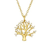 Lebensbaum Kette Baum Des Lebens Halskette 925 Silber Vergoldet Kristall