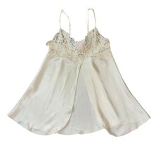Vtg Open Satin Lace Camisole Women s S Clubbing Night Out Bridal Delicate Top