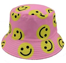 Happy Face Hot Trendy Reversible Bucket Hat Smiley Face