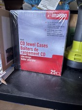 Imation Black CD Jewel Cases For CDs DVDs 25 Pack Slim Design NOS