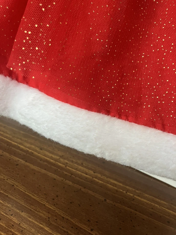 Christmas Santa Dress Girls Size 5T Red With Fluffy Trim - Image 2 of 4