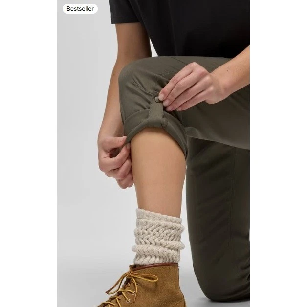 Pantalón Recto Prana Halle Mujer 10 Regular Verde Senderismo Aire Libre Convertible Foto 2 de 4