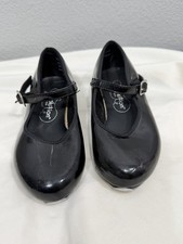 Revolution Dancewear Tap Shoes 801 Classic Mary Jane Shinny Black Girl Kid 11.5