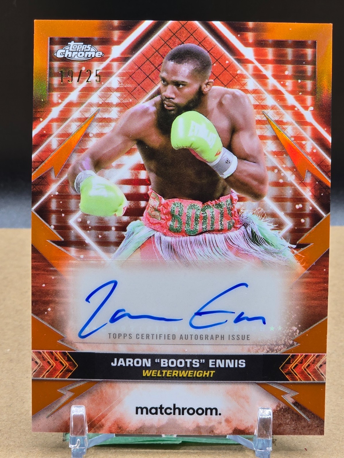 2024 Topps Chrome Boxing Championship Auto Jaron "Boots" Ennis Orange Ref /25
