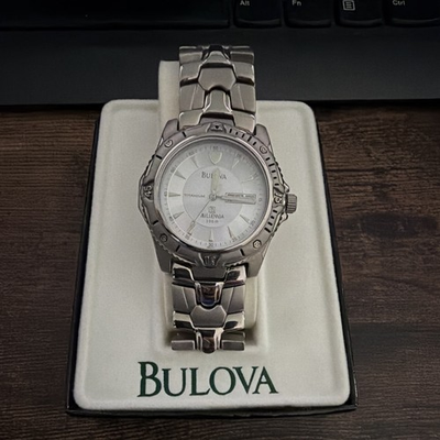 #ad Bulova Millenia Titanium Silver Men#x27;s Analog Wristwatch Water Resistant Date Box $230.00