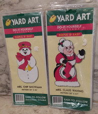 2 Vtg 1998 HDA Yard Art CHRISTMAS Patterns - Mrs. Santa Claus Chip Snowman NIP