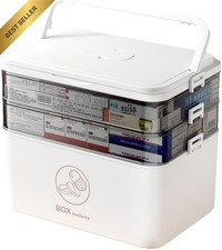 Medicine Organizer Box 3-Tier Portable First Aid Storage with Handle | 3-Tier St