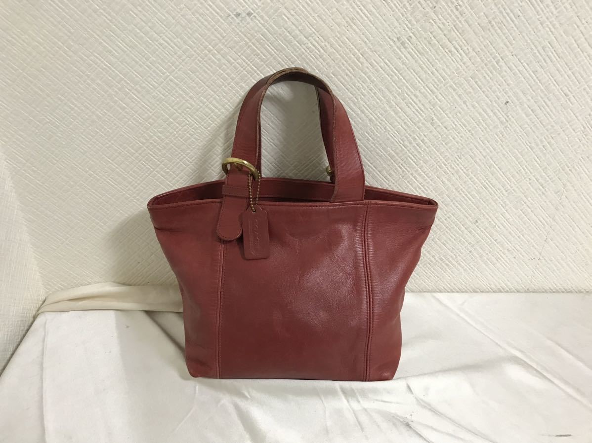 Coach Genuine Leather Boston Tote Handbag 24x20x12cm Pre-Owned