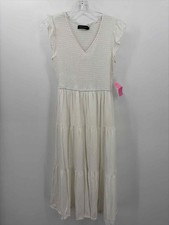 Merokeety White Size Small Maxi Short Sleeve Dress