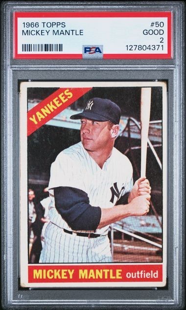 1966 Topps #50 Mickey Mantle PSA 2 GOOD
