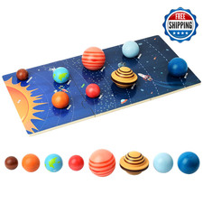 Wooden Solar System Model Board Montessori Toy Planets Puzzle Science STEM Space
