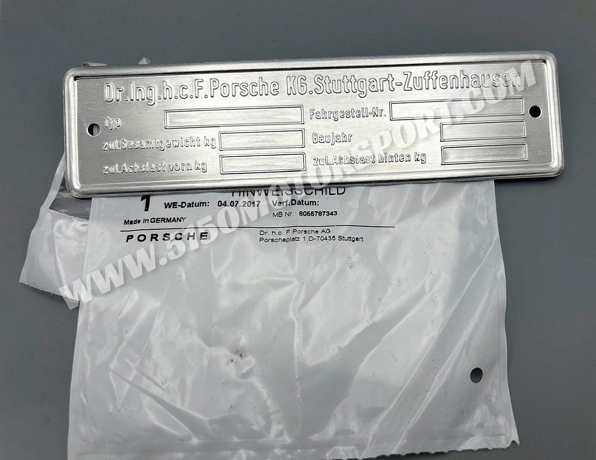 たけページ Porsche Chassis Identification Plate for 356 911 912 914/6 Models