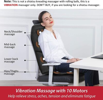 Massage Cushion Heat Back Homedics Chair Home Auto Car Seat Lumbar Shiatsu  Black | eBay