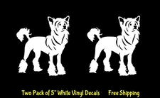 Chinese Crested 2 PACK white vinyl decals Car Windows Laptop Tablet Tumblers