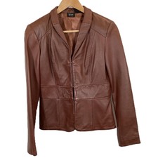 Nicole Miller Brown Tailored Leather Jacket Uk S