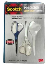 Scotch Scissors 3M 8 inch Precision Ultra Titanium Blades Soft Grip 2 pk