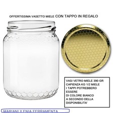 VASO VASETTO BARATTOLO PER MIELE ALVEOLO 390 ML- 20 PEZZI+ CAPSULE