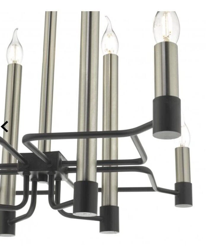 RP260Isambard 8 Light Ceiling Pendant In Black Iron Work And Satin Chrome Finish - Image 3 of 4