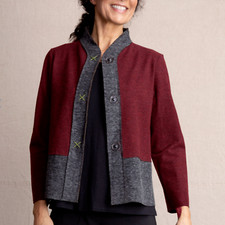 Habitat Xl Burgundy Gray Color Block Stretch Boxy Jacket Nwt