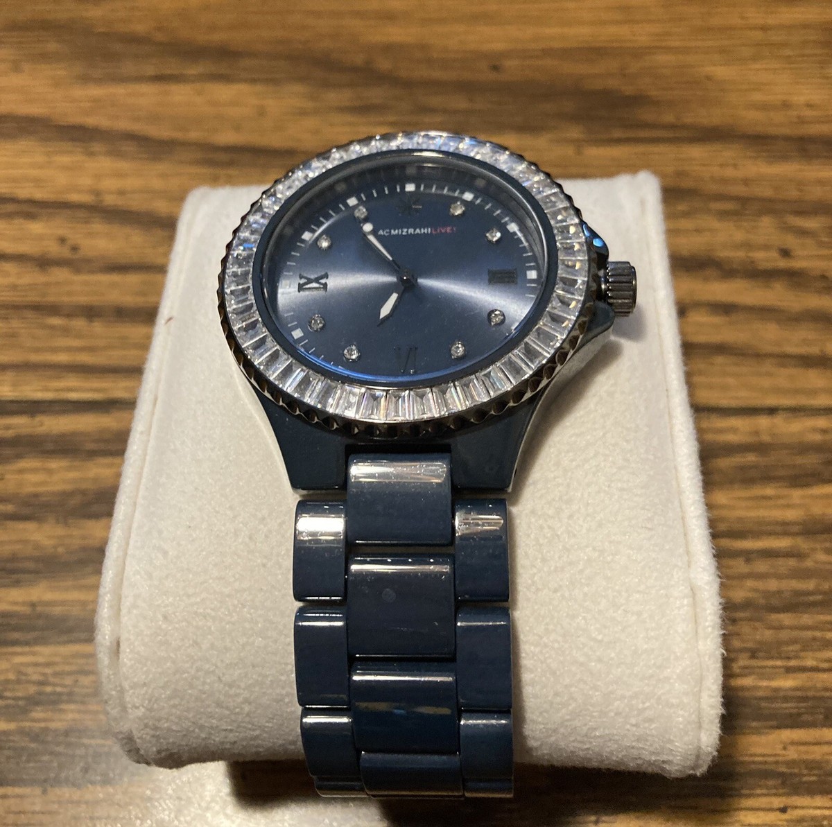 Isaac Mizrahi Live! Slate Blue w/Crystal Bezel Ceramic Link  display picture 2