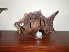 hand crafted ceramic gift candle statuette fish