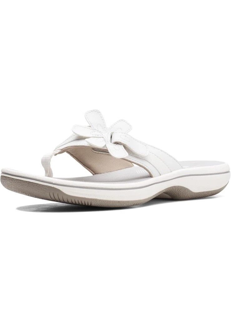 $55 Clarks donna Cloudsteppers Brinkley Flora sandali pantofole bianco 10M