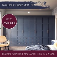 Custom Made Shaker Style Wardrobe Doors - Supermatt Navy Blue - NEW
