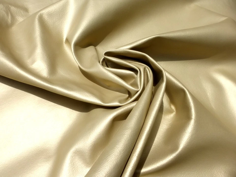 Piel de cerdo cuero gamuza piel suave metálico dorado acabado liso fuerte peso ligero Foto 3 de 4