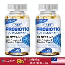 Raw Probiotics 100 Billion CFU Potency Digestive Immune Health 2 x 120 Capsules