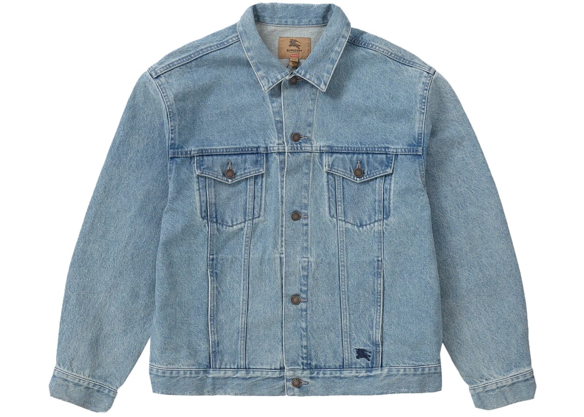 Supreme Burberry Denim Trucker Jacket L Large 100 Authentic