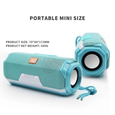 Enceinte Bluetooth Portable T&G 143 Double Haut-parleurs étanche USB Bleu Clair