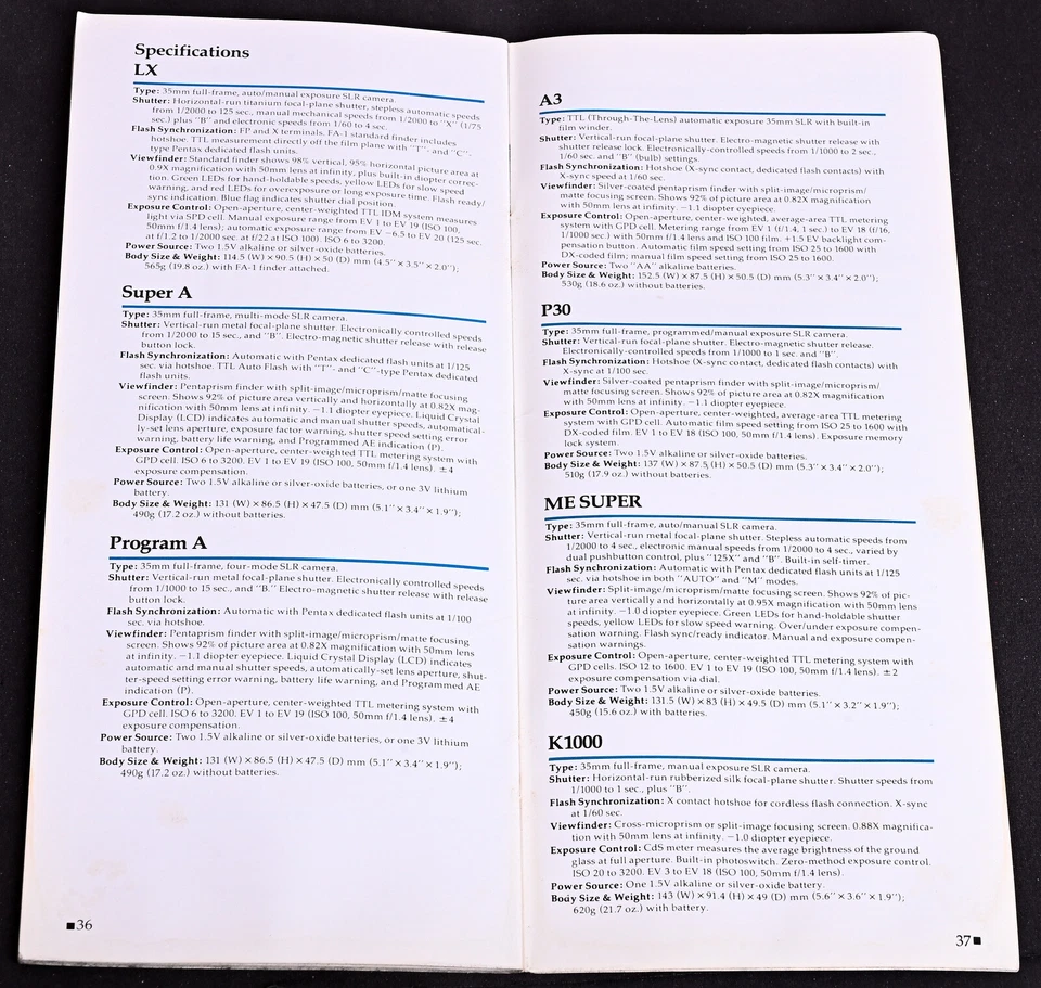 Original Pentax Cameras Brochure 1985 Edition - Excellent - Image 3 of 4