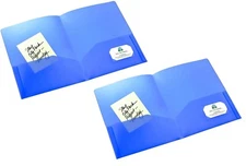 Avery Plastic Two-Pocket Folder, 20-Sheet Capacity, Translucent Blue, Pack of 2