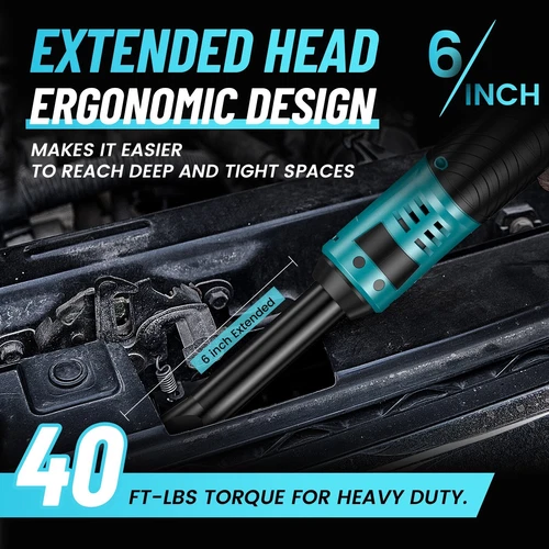 Cordless 3/8" Ratchet Wrench Electric 40-66Ft-lbs Brushless Motor 200RPM 2Batter - Bild 13 von 24