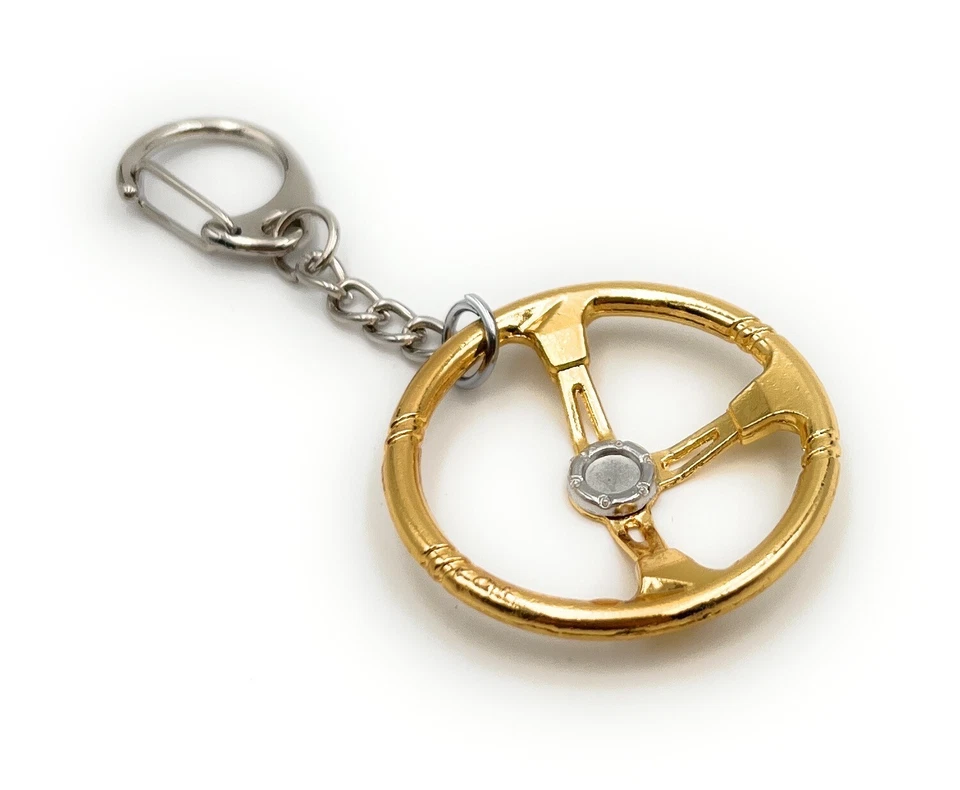 Steering Wheel Gold Car Tuning Key Ring Pendant Made of Metal Gold - Image 4 of 4