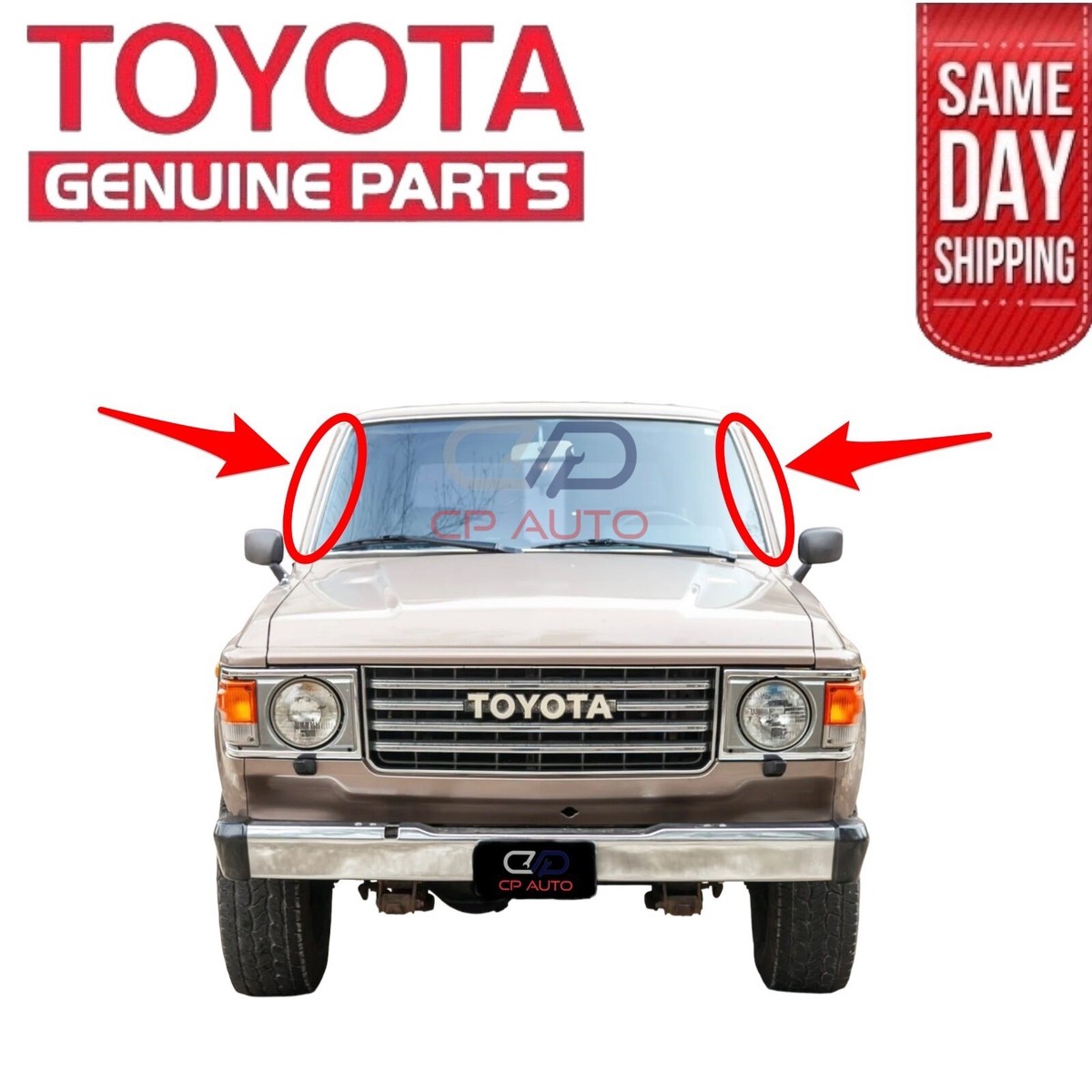 OEM 88 - 90 TOYOTA LAND CRUISER FJ62 FRONT WINDSHIELD CHROME TRIM