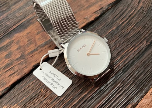 Neu mit Etikett Nine West Liana Damenuhr 31 mm japanisches Uhrwerk Quarz Metallgewebeband - Bild 7 von 15