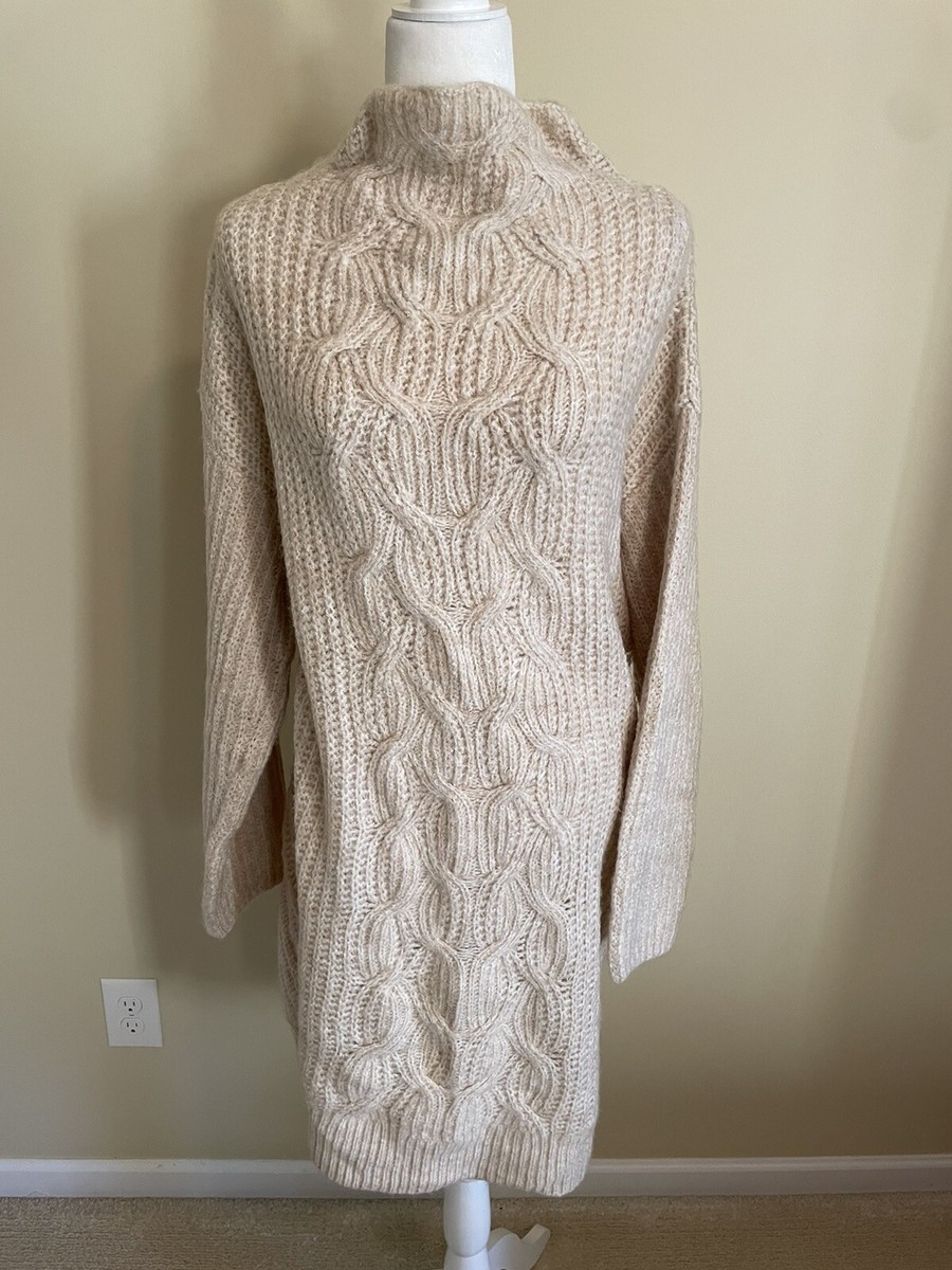 Cozy Knit Ivory Cable Knit Sweater Dress IVORY CABLE KNIT SWEATER