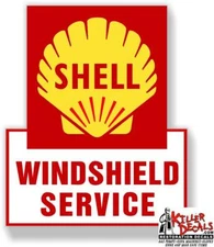 (shell #10-2) 12"x10" SHELL GASOLINE WINDSHIELD SERVICE DECAL GAS OIL STICKER