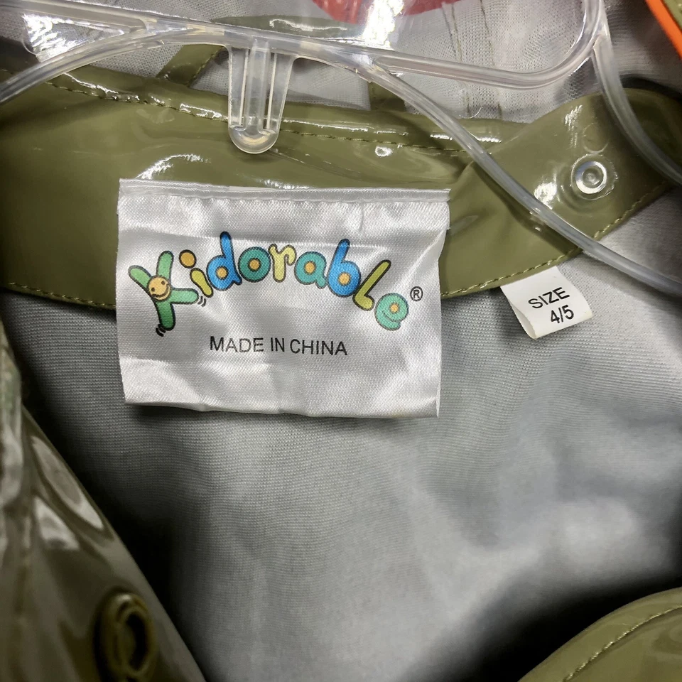 NIÑO S: 4/5 INFANTIL FORRADO DINOSAURIO IMPERMEABLE con bolsillos y capucha Foto 3 de 4