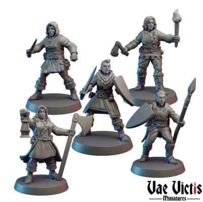 Söldner (w) in Winterausrüstung (5 Modelle)  | z.B. für Broheim, Frostgrave