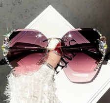 FASHION Pink RHINESTONE DECORATIVE SUNGLASSES FOR WOMEN