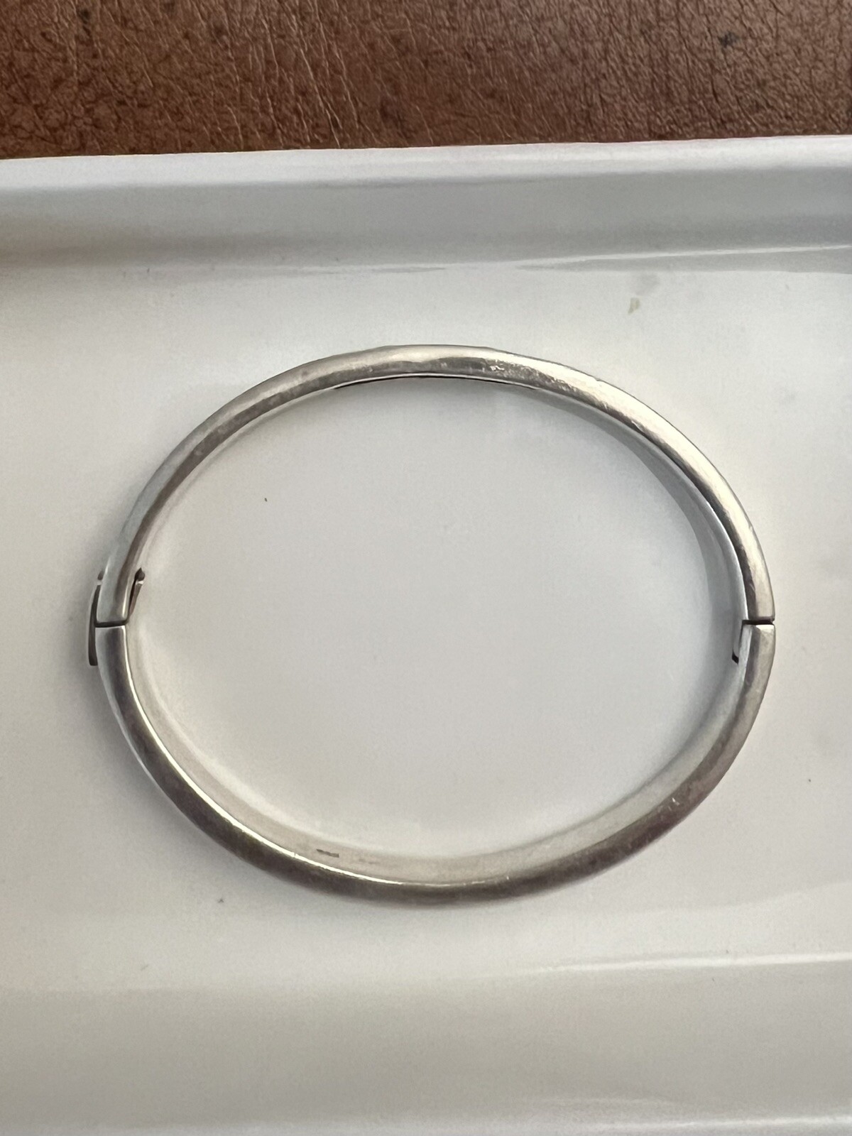 925 Solid Sterling silver Oval hinged Bangle Hall… - image 7