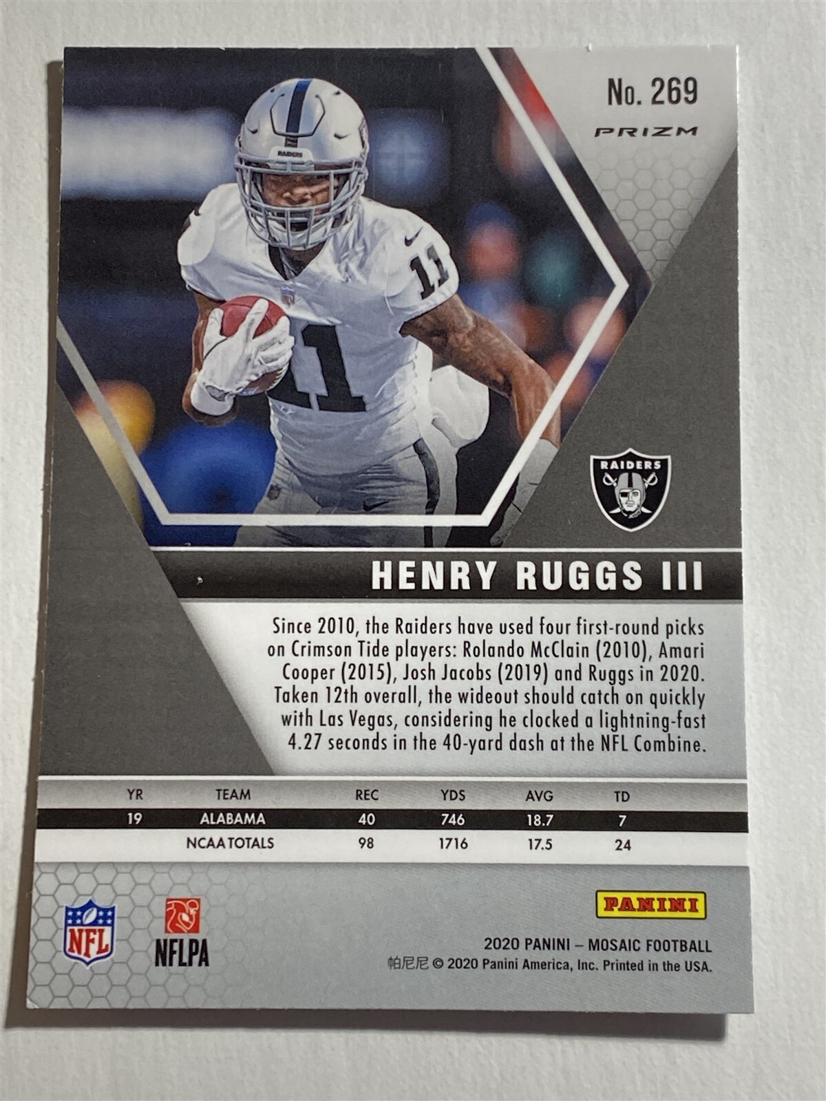 HENRY RUGGS III raiders 2020 Mosaic 269 Debut SILVER Prizm RC (F2) eBay