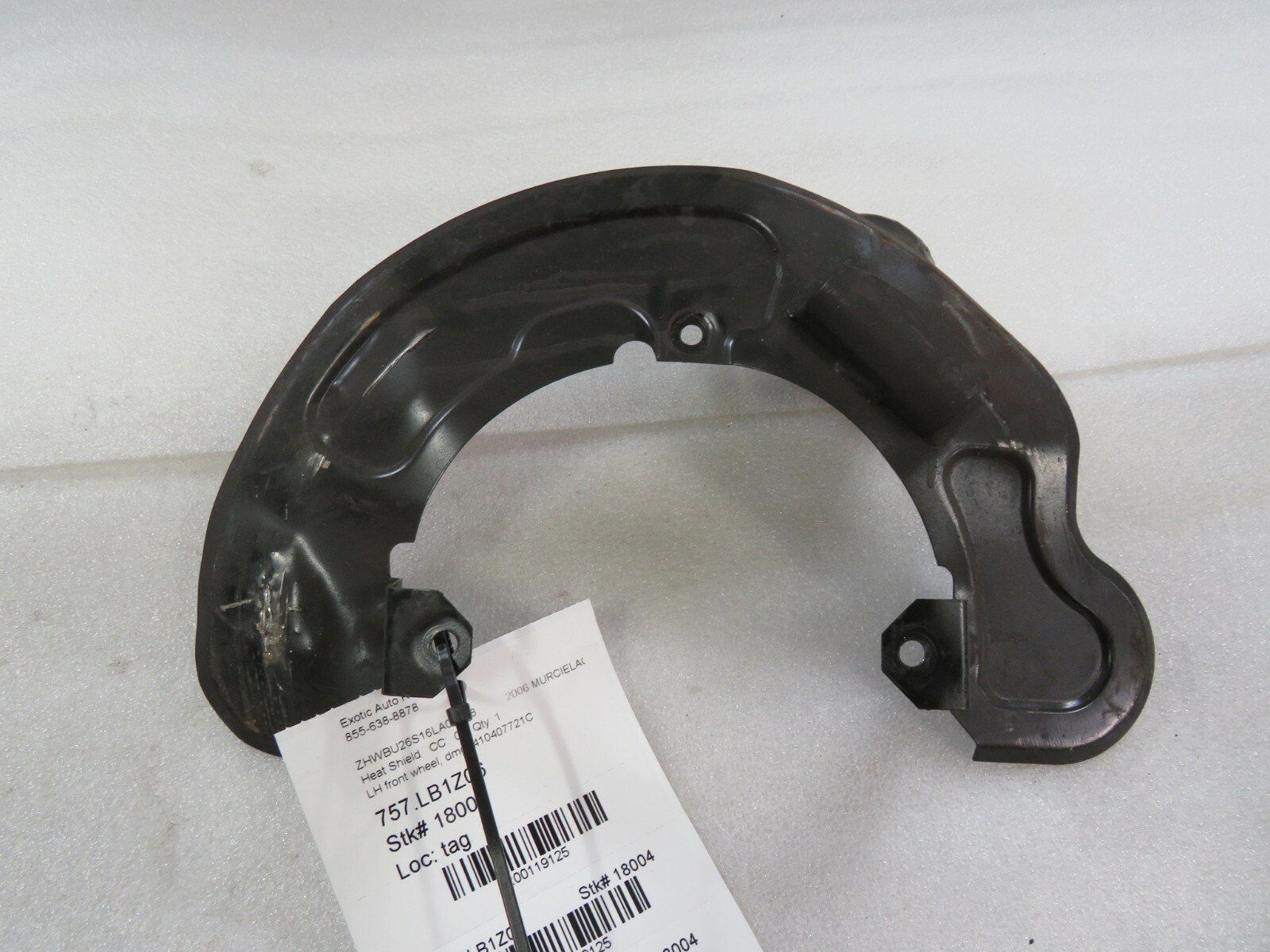 Lamborghini Murcielago LH, Left Front Wheel Heat Shield, Used, P/N 410407721C